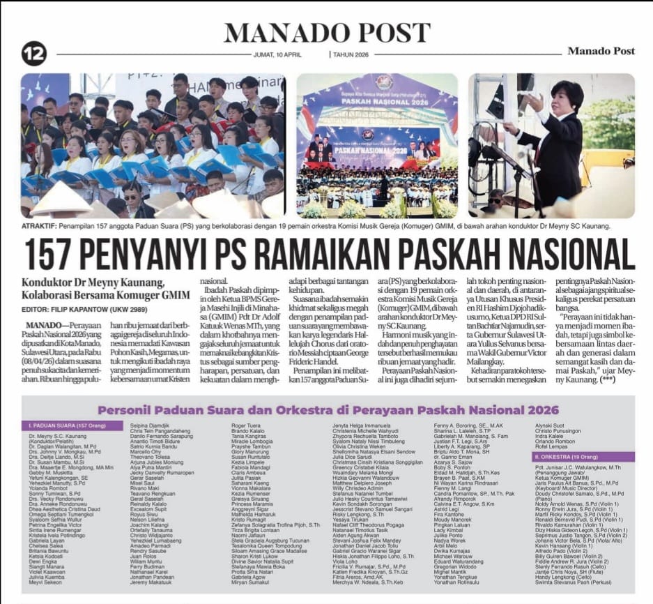 Keterlibatan Koordinator Program Studi dan Guru Besar Prodi Pendidikan Sendratasik dalam Kegiatan Paskah Nasional 2026